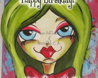 Happy Birthday ~ Greeting Card by a Glitzy Gal (BLANK inside)