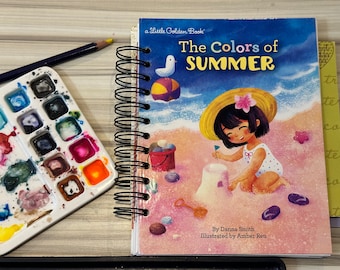 LITTLE GOLDEN BOOK ~ The Colors of Summer ~ 94 page Mixed Media junk / art journal ~ spiral bound