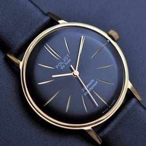 Nos Poljot De LUXE Reloj extra delgado para hombre con caja vintage de acero inoxidable imagen 1