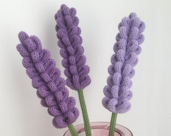 Gestrickte Blume, gestrickter Lavendel, ewige Blume, Drahtblume, Drahtlavendel, Icord-Blume, Frühlingsblume, Blumendekor