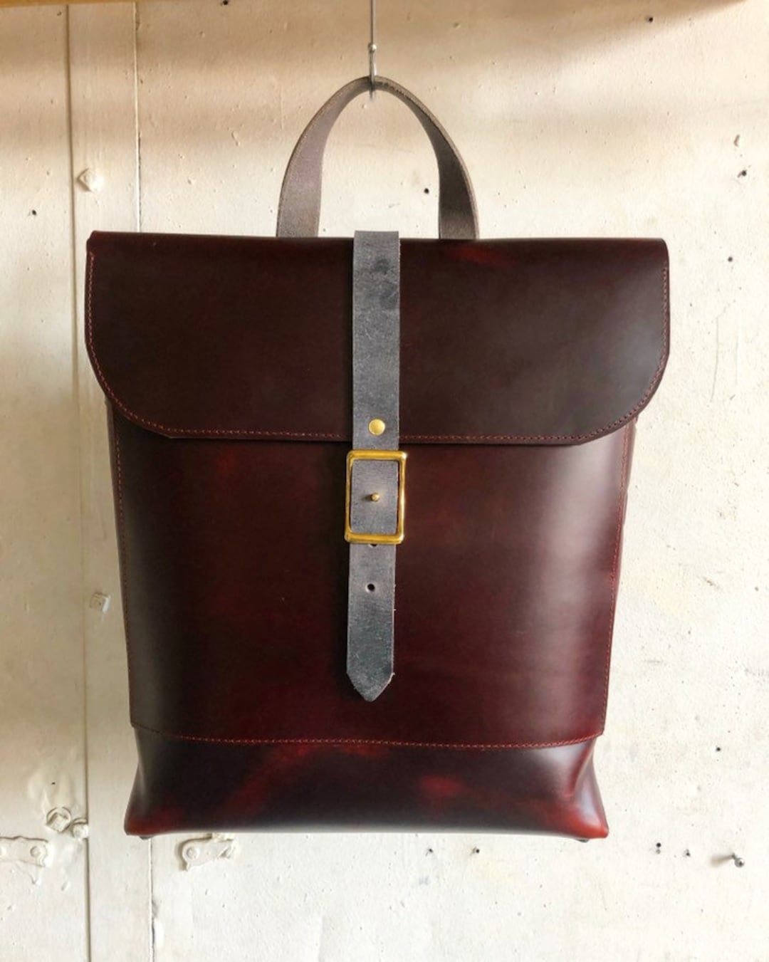 Woven Rucksack in Burgundy and Slate - Etsy