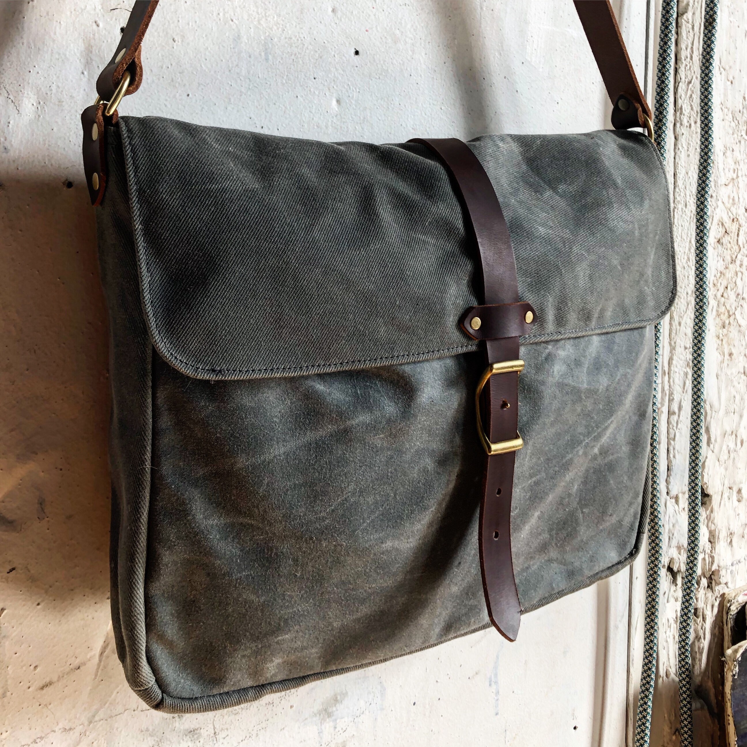 waxed canvas messenger bag