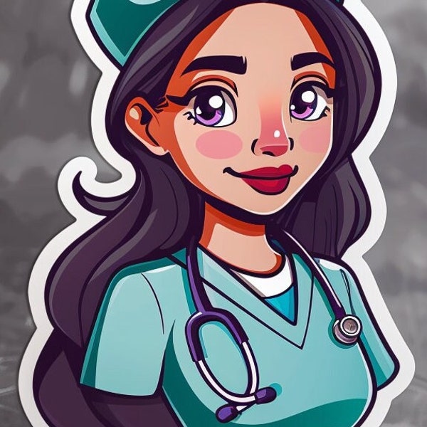 Cute Nurse Sticker, Adorable Design, Medical Charm, Kawaii Decal, Unique Gift, Laptop Decoration, Healthcare Humor, Cute Nurse Sticker