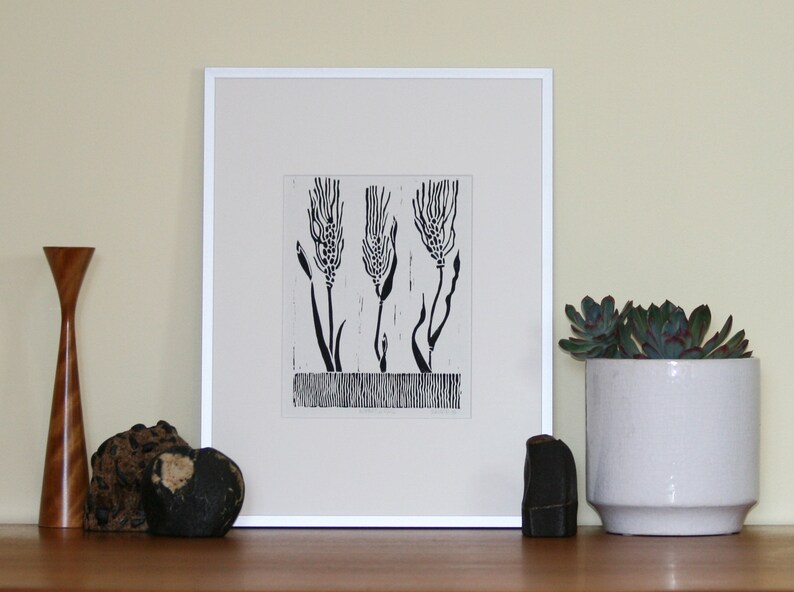 Linocut Print 8x10 Block Print WHEAT GRASS Etsy