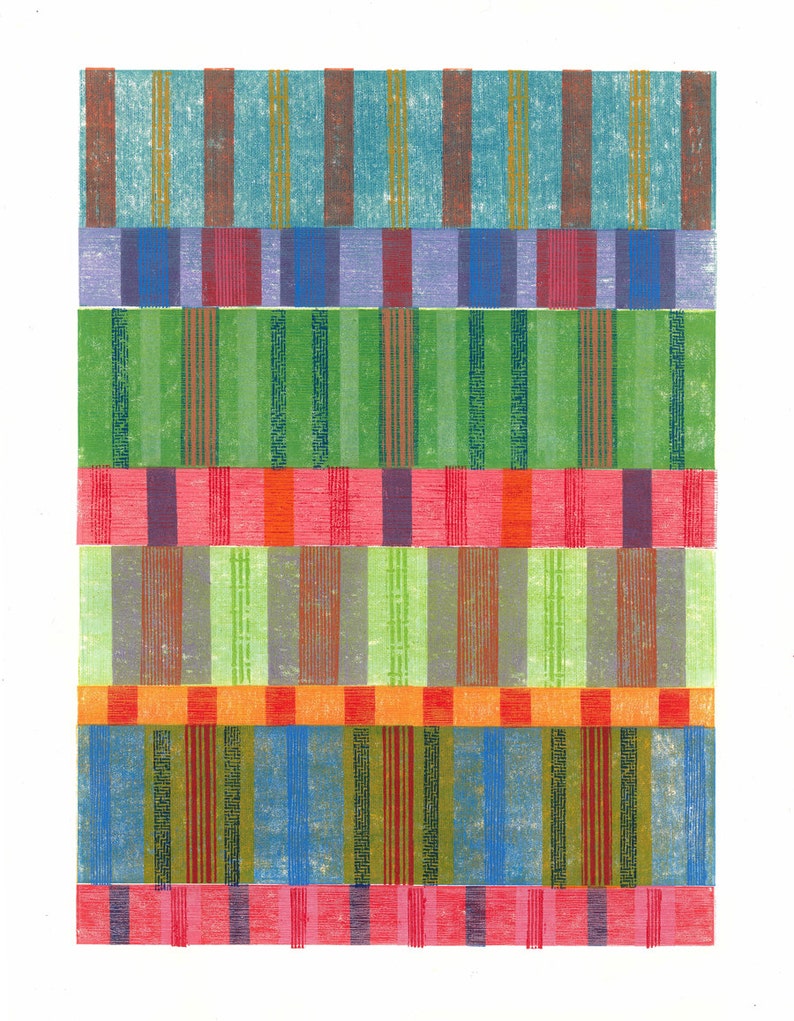 Collagraph Print Modern Interior Art DECK CHAIR FABRIC 2-20x26 Print