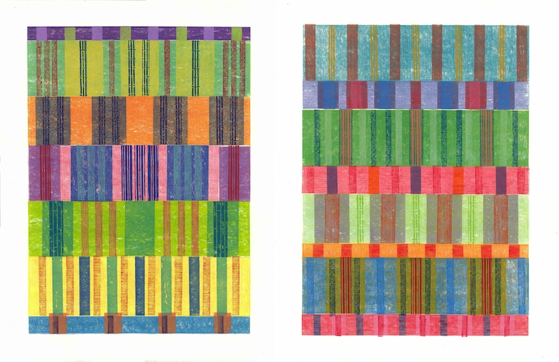 Collagraph Print Modern Interior Art DECK CHAIR FABRIC 2-20x26 Print