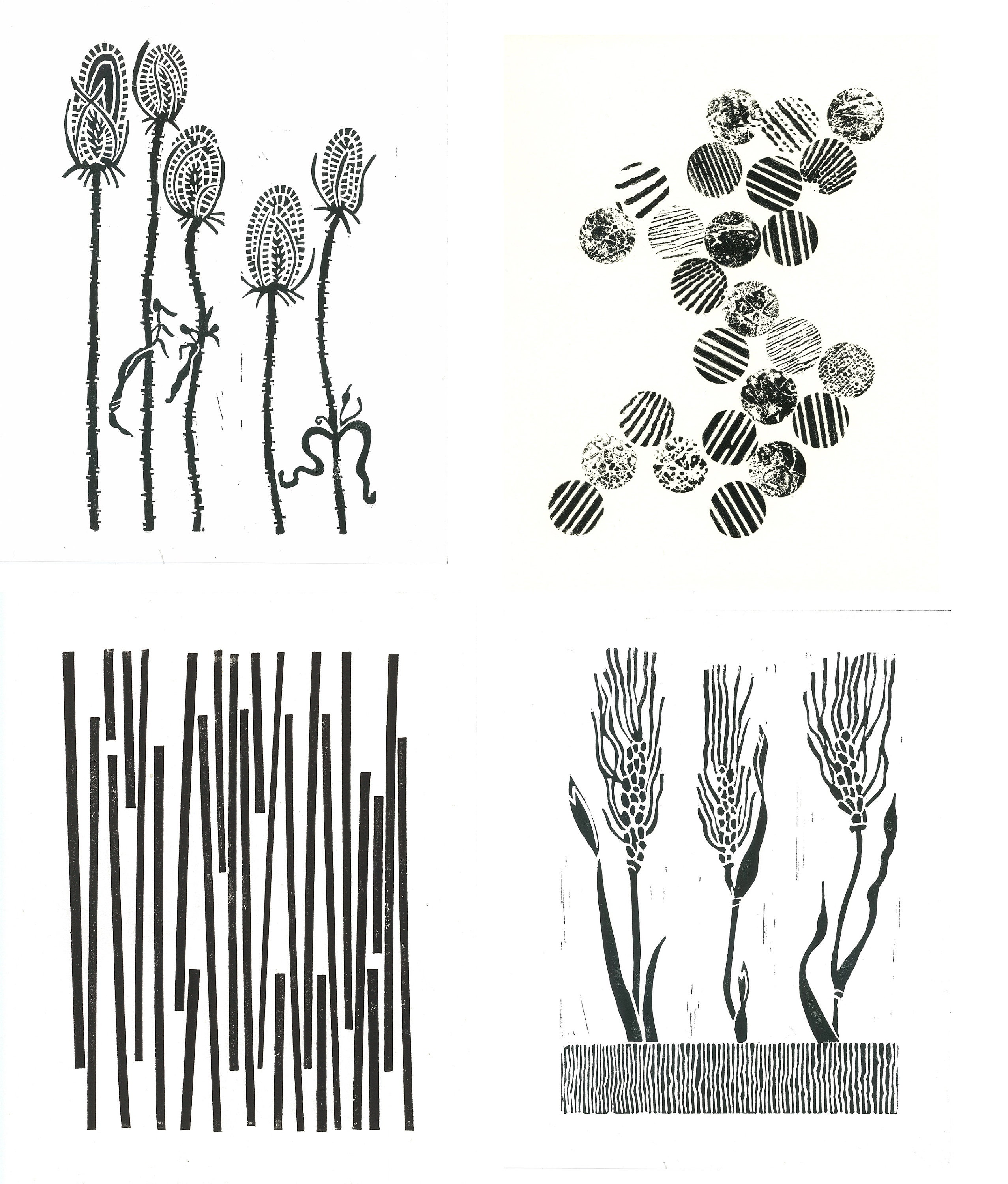 Linocut Print WHEAT GRASS Botanical Print Black & White Etsy