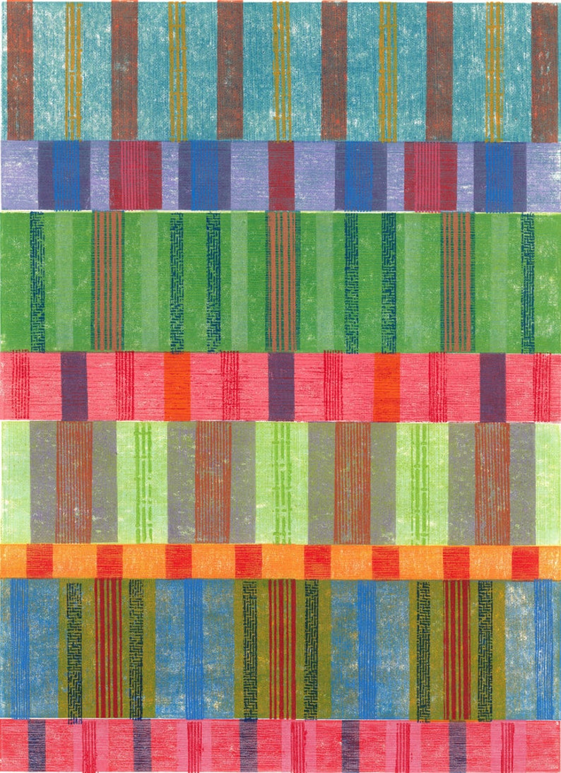 Collagraph Print Modern Interior Art DECK CHAIR FABRIC 2-20x26 Print