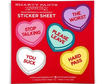 Candy Hearts Sticker Sheet
