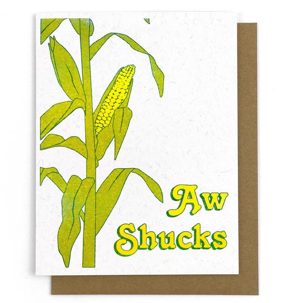 Aw Shucks risograph corn card