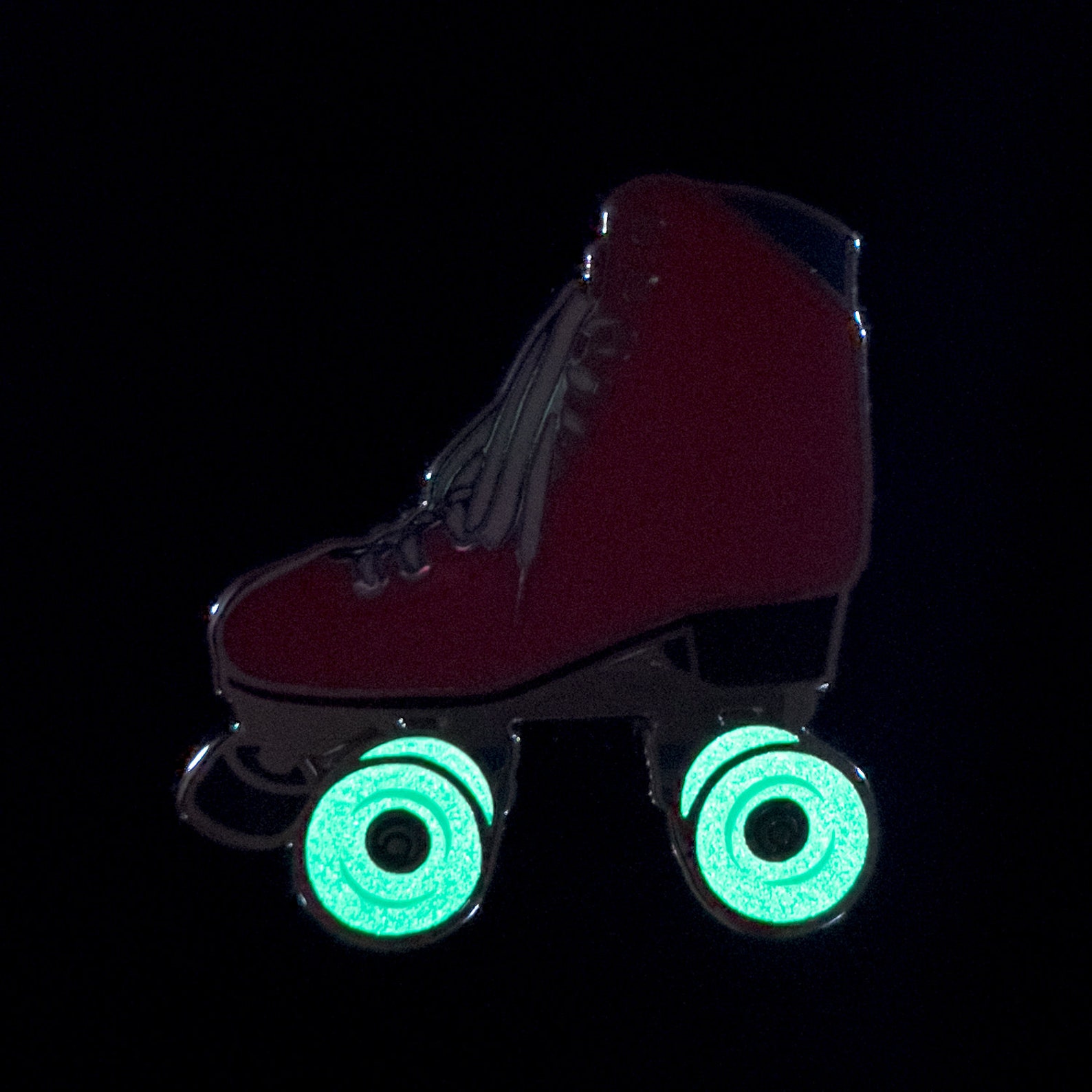 Pink Roller Skate Pin With Glow in the Dark Wheels Etsy
