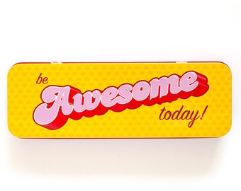 Be Awesome Today metalen pennenbakje, scharnierend deksel