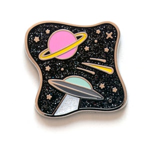 Space enamel lapel pin