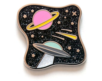 Space enamel lapel pin