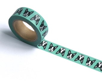 Boston Terrier Washi Tape in Sea Foam