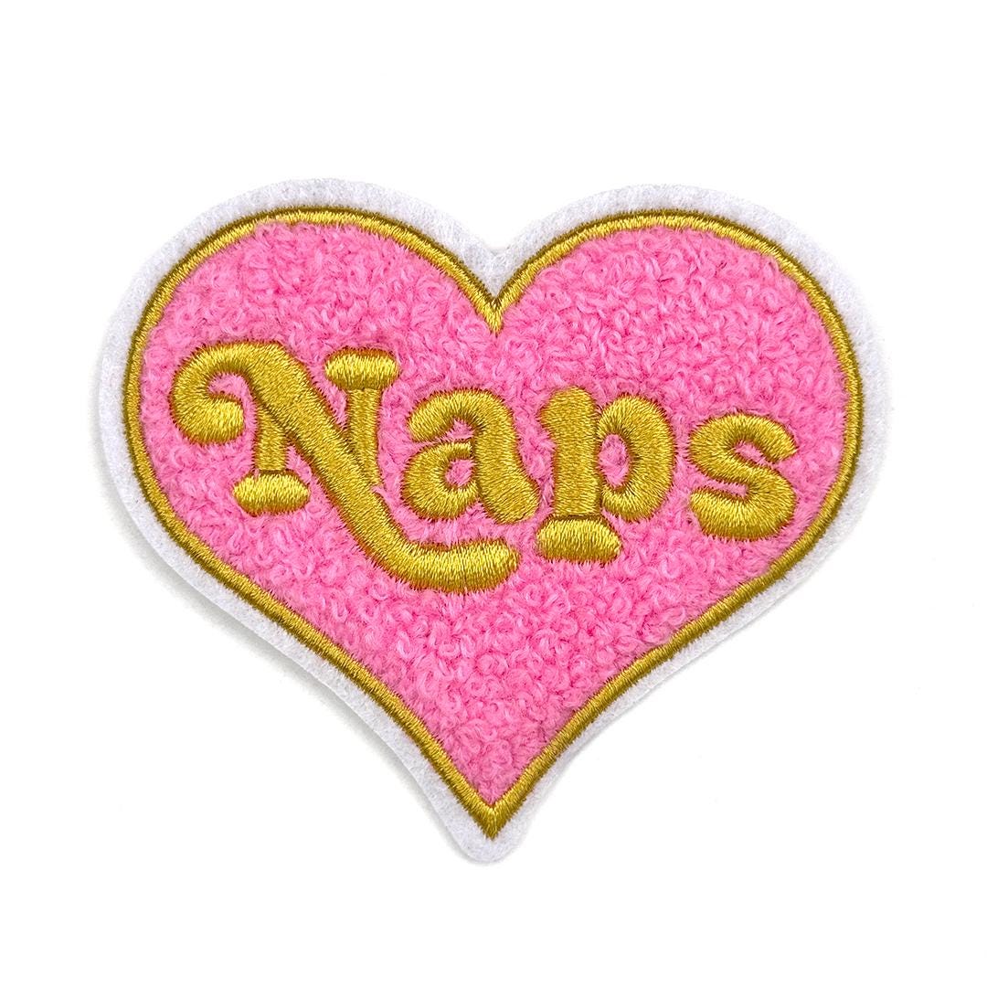 Pink Naps Naps Patch: Pink Heart Chenille Iron-on Applique - Etsy