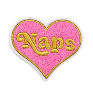 Naps Patch: Pink Heart Chenille Iron-On Applique