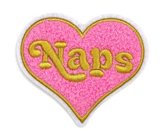 Naps Patch: Pink Heart Chenille Iron-On Applique