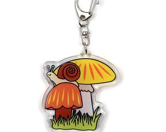Mushroom and Snail Keychain