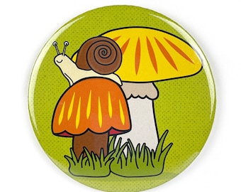 Snail and Mushroom pocket mirror