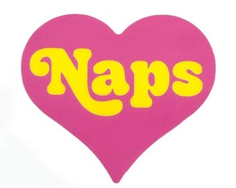 Naps Heart Sticker: Waterproof Vinyl Decal (2.5" x 2.2")