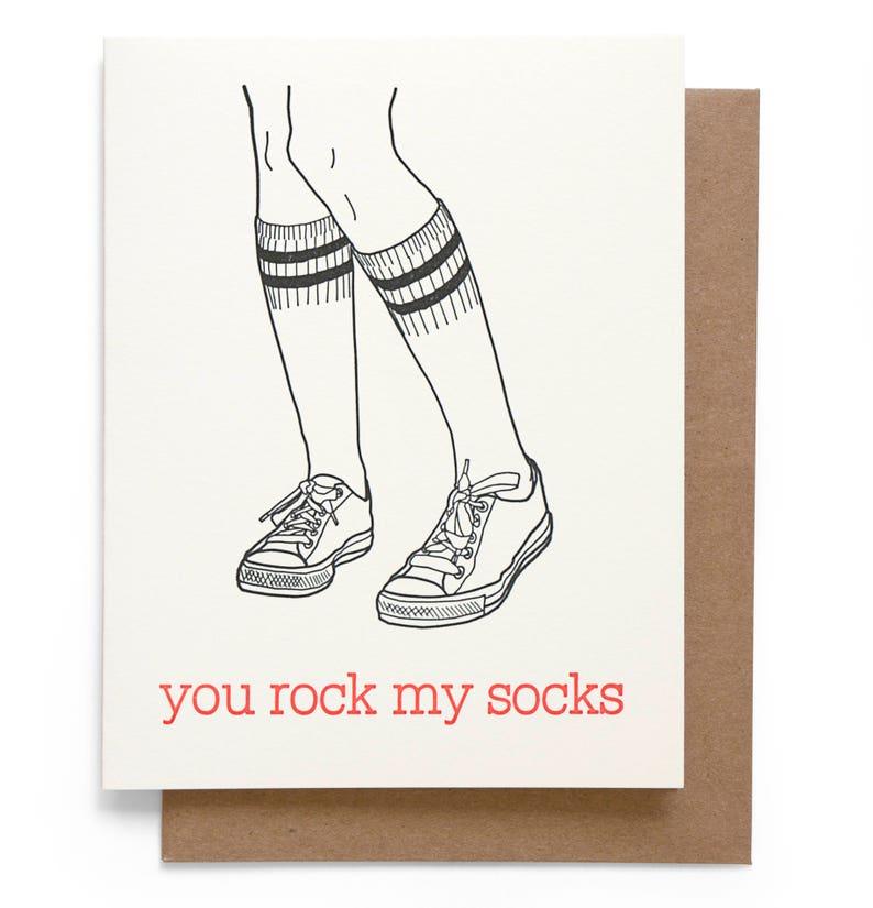 You Rock My Socks Note Card Etsy