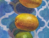 Citrus Sun Catcher Original Framed Watercolor Painting Kitchen Art Belinda Del Pesco