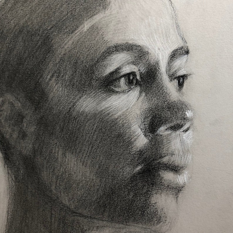 Original Charcoal Portrait Drawing of a Strong Woman Belinda Del Pesco image 1