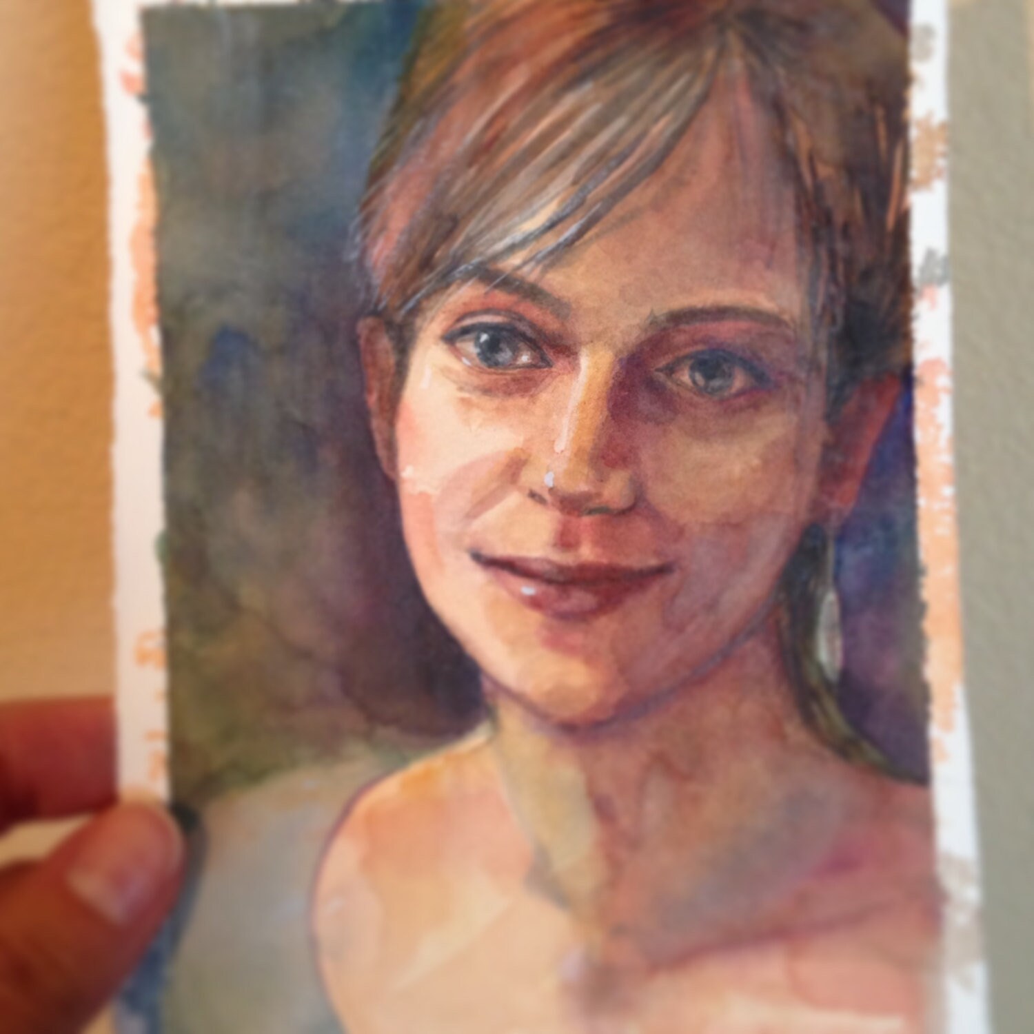 Unframed Watercolor Portrait Girl Original Illustration Art Painting Belinda Del Pesco