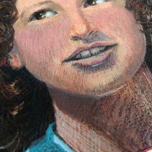 Original Unframed Square Format Color Monotype Portrait Print Vintage Girl Art Belinda Del Pesco image 5