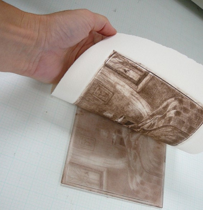 Original Drypoint Engraving of a Figure Sleeping in a Darkened Room