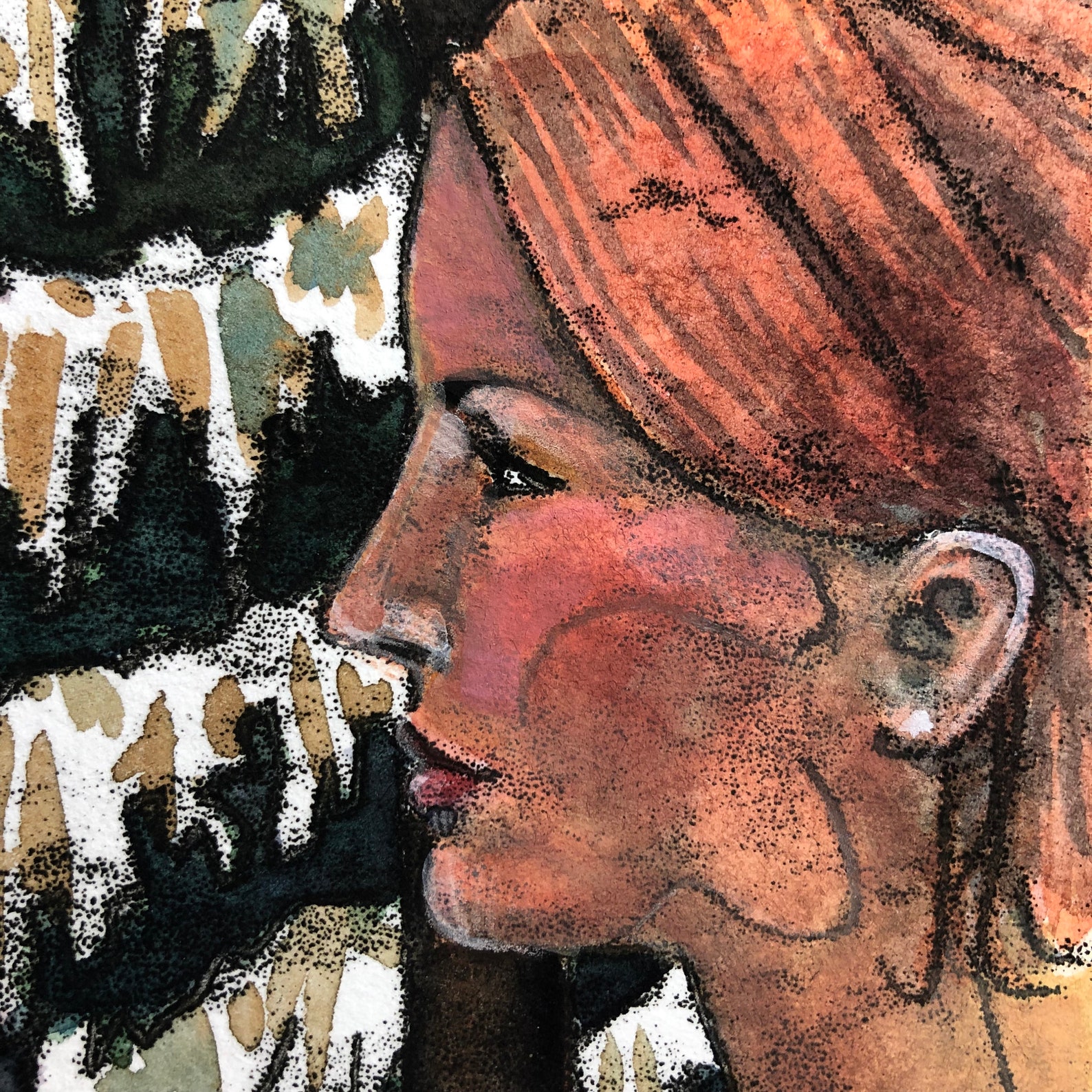 Original Color Monotype Miniature Portrait Print Pre-raphaelite Style ...