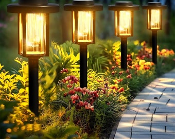 Solar Pathway Lights, 6 Pack Garden Solar Outdoor Lights,  Waterproof Landscape Lighting for Yard and Walkway, Solar Powered Landscape
