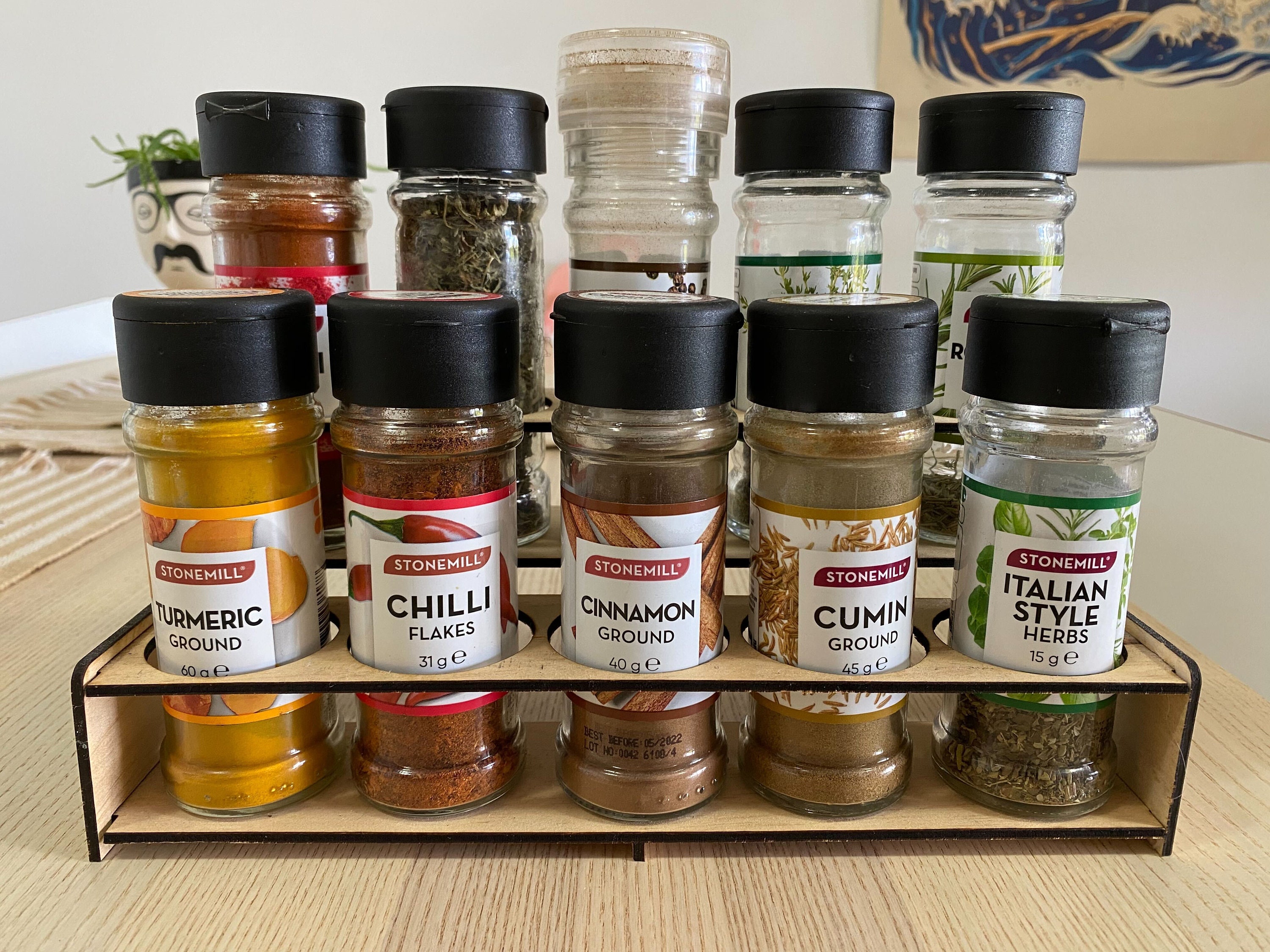 Spice Rack Kitchen Laser Cut File Svg Home Decor Wood Cnc Kit Bottle ...