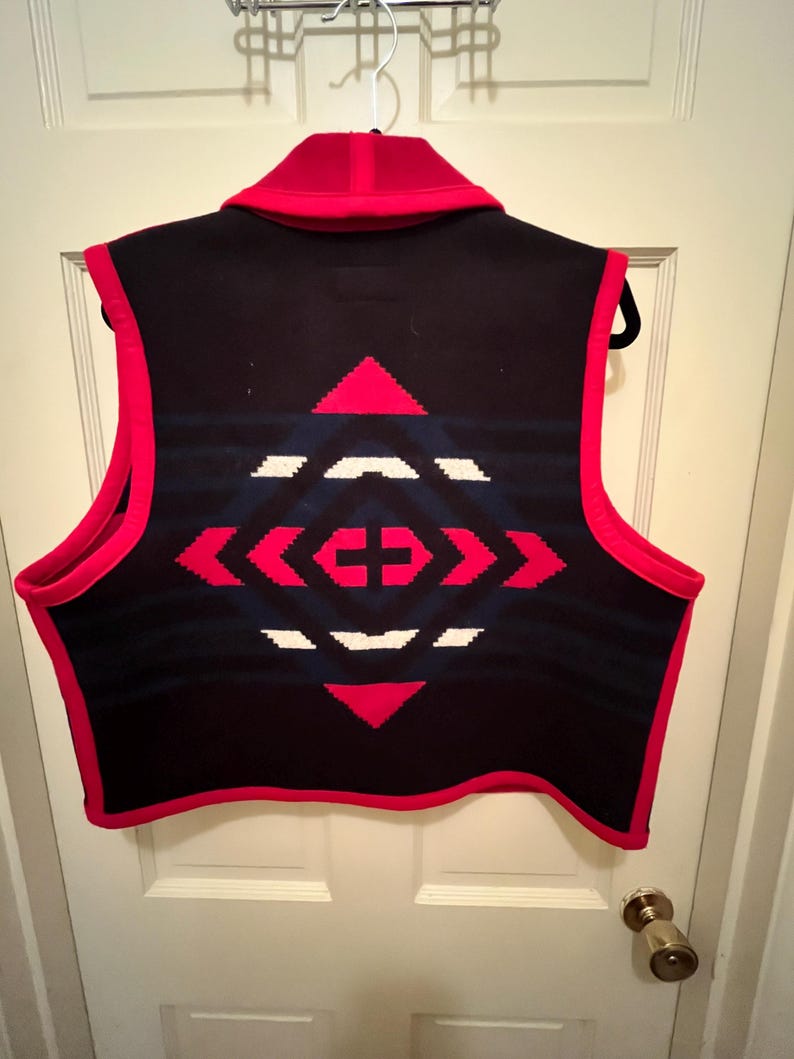 Chaleco vintage de lana Pendleton estilo manta para mujer, talla grande, estilo azteca, fabricado en EE. UU. imagen 5