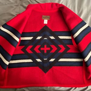 Chaleco vintage de lana Pendleton estilo manta para mujer, talla grande, estilo azteca, fabricado en EE. UU. imagen 2