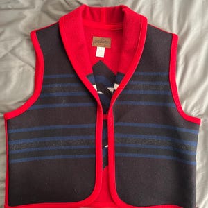Chaleco vintage de lana Pendleton estilo manta para mujer, talla grande, estilo azteca, fabricado en EE. UU. imagen 1