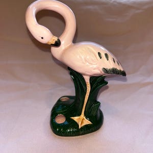 Vintage Mid-century Art Deco Ceramic Pink Flamingo Figurine Japan