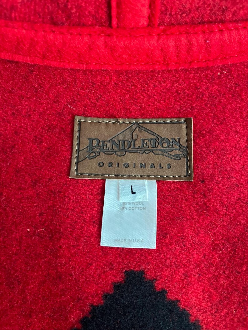 Chaleco vintage de lana Pendleton estilo manta para mujer, talla grande, estilo azteca, fabricado en EE. UU. imagen 7