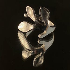 US Sizes 3-15 Stainless Steel Spoon Ring Upcycled - "Just Leafy" (Made To Order)