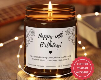 18th Birthday Gifts For Girls, 18 Years Old Personalized Birthday Candle For Her, Bday Gift For Friend Custom