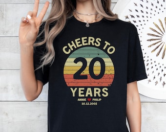 20th Anniversary Gifts, Custom Retro Anniversary Shirts, Personalized 20th Anniversary Gifts For Husband, Wife, China Anniversary
