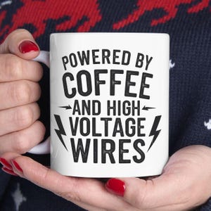 Lineman Gifts Ceramic Mug, Unique Electrician Design, Perfect Gift for Electricians, Lineworkers, Power Linemen, Electricity Workers