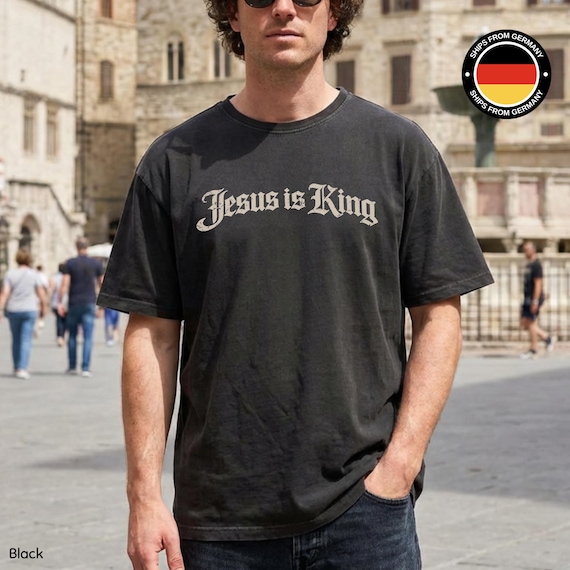 Jesus Is King Shirt Men, Washed Oversized, Jesus Is King Tshirt, Christian Gifts For Men Women, Bible Verse Revelation 17:14, Front & Back
