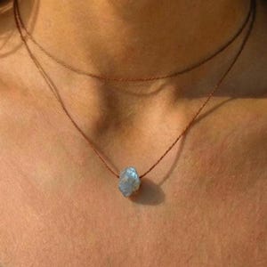 Raw labradorite choker, raw labradorite on an adjustable choker, labradorite necklace, handmade necklace, natural stone necklace, gift for girlfriend image 1