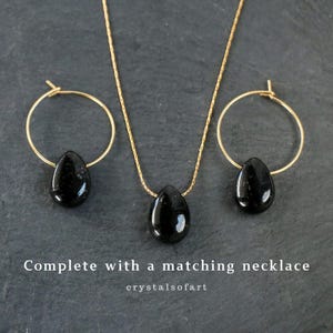 Black tourmaline earrings in gold or silver, tourmaline drop earrings, gemstone earrings, drop earrings stainless steel image 8