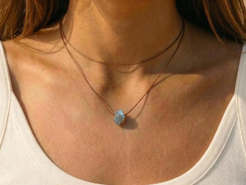 Raw labradorite choker, raw labradorite on an adjustable choker, labradorite necklace, handmade necklace, natural stone necklace, gift for girlfriend image 1