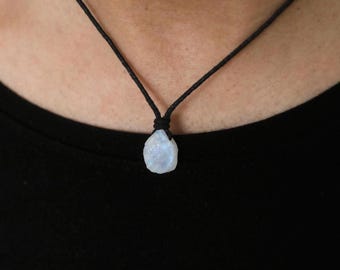 Gargantilla de piedra lunar en bruto, collar de piedra lunar en bruto para hombre y mujer, collar de piedra lunar genuina, collar de piedra lunar, collar de piedras preciosas en bruto