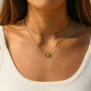 Raw Citrine Choker, Natural Citrine Necklace, Citrine Necklace, Birthstone Jewelry, Gift for Her, Raw Citrine Choker, Adjustable Length image 2