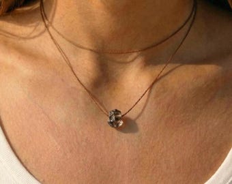 Gargantilla de cuarzo ahumado en bruto, cuarzo ahumado en bruto en gargantilla ajustable, collar de cuarzo ahumado, collar impermeable, collar hecho a mano, collar envolvente